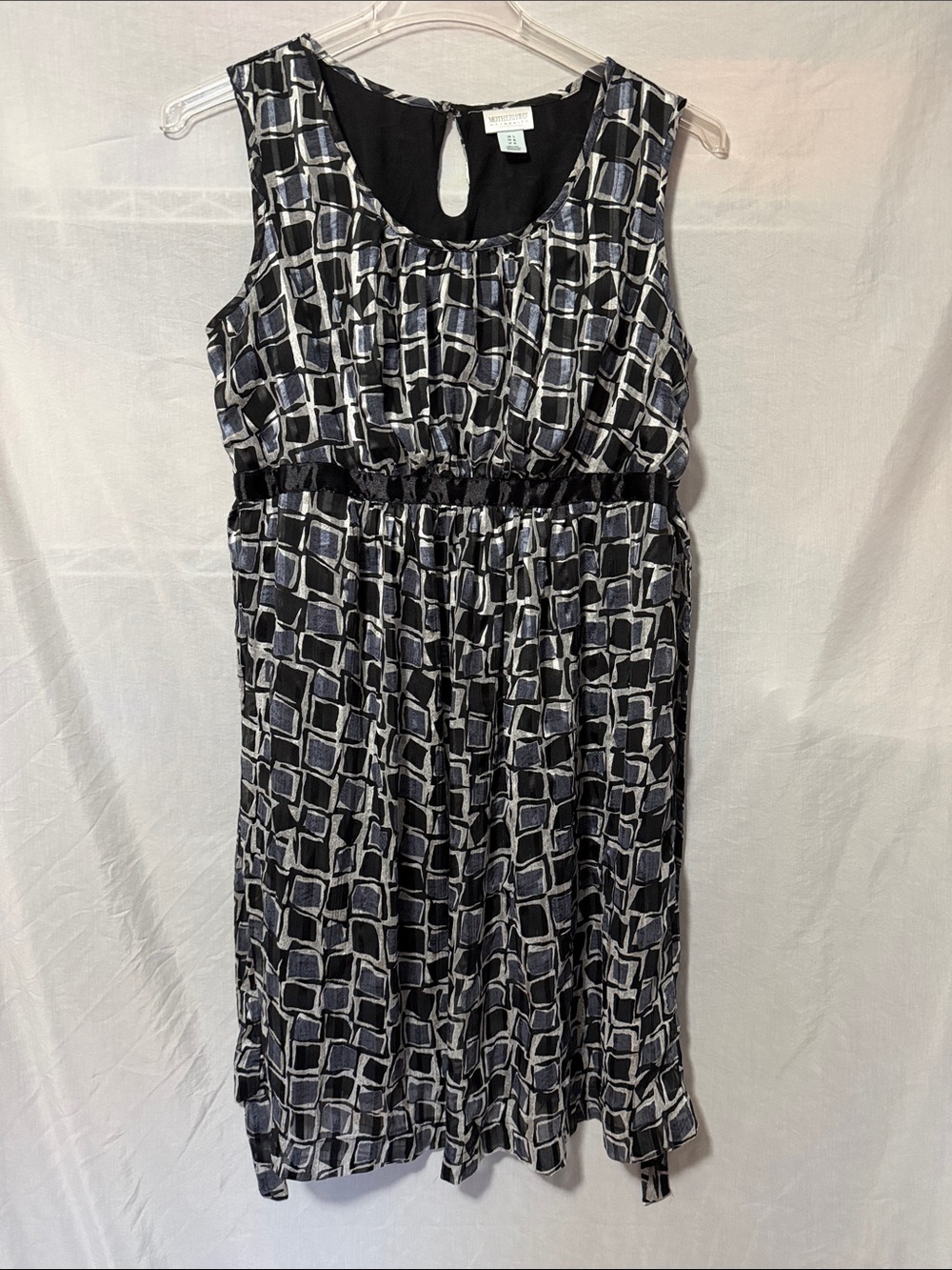 Motherhood Black, Gray and White Geometric Maternity Dress